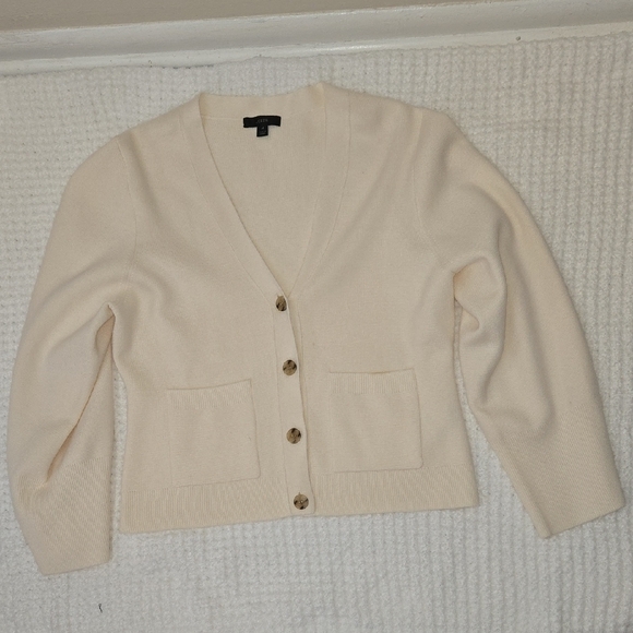 J. Crew Women's Cream Button-Up Cardigan - Picture 9 of 9